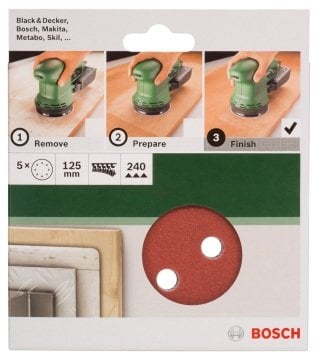 Bosch Eksantrik Zımpara Kağıdı 8 Delik 125 mm 240 Kum (5 Adet) - 2609256A27