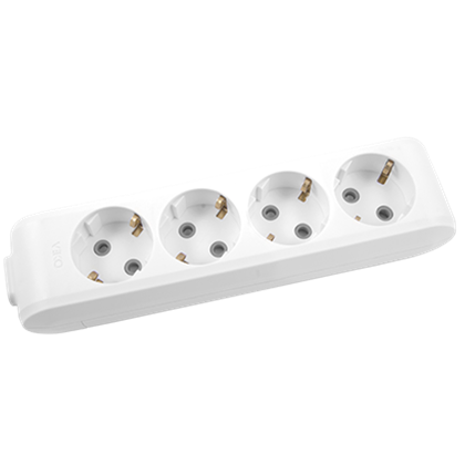 Viko Multi-Let Dörtlü Priz Topraklı Klemensli Çarpma Karşıtı Örtücü Beyaz