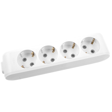 Viko Multi-Let Dörtlü Priz Topraklı Klemensli Çarpma Karşıtı Örtücü Beyaz
