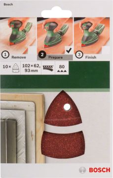 Bosch Çok Amaçlı Zımpara Kağıdı 11 Delik 102x62/93 mm 80 Kum (10 Adet) - 2609256A63