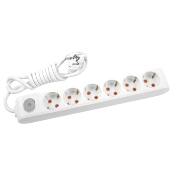 Viko Multi-Let Altılı Priz Anahtarlı Topraklı Kablolu Çarpma Karşıtı Örtücü 3 Mt Beyaz