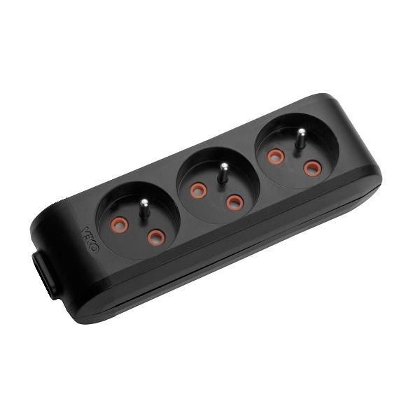 Viko Multi-Let Üçlü Priz Ups Topraklı Klemensli Çarpma Karşıtı Örtücü Siyah
