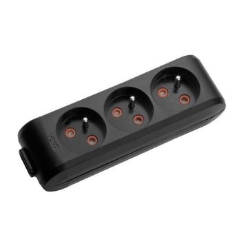 Viko Multi-Let Üçlü Priz Ups Topraklı Klemensli Çarpma Karşıtı Örtücü Siyah