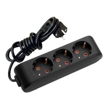 Viko Multi-Let Üçlü Priz Topraklı Kablolu Çarpma Karşıtı Örtücü 5 Mt Siyah