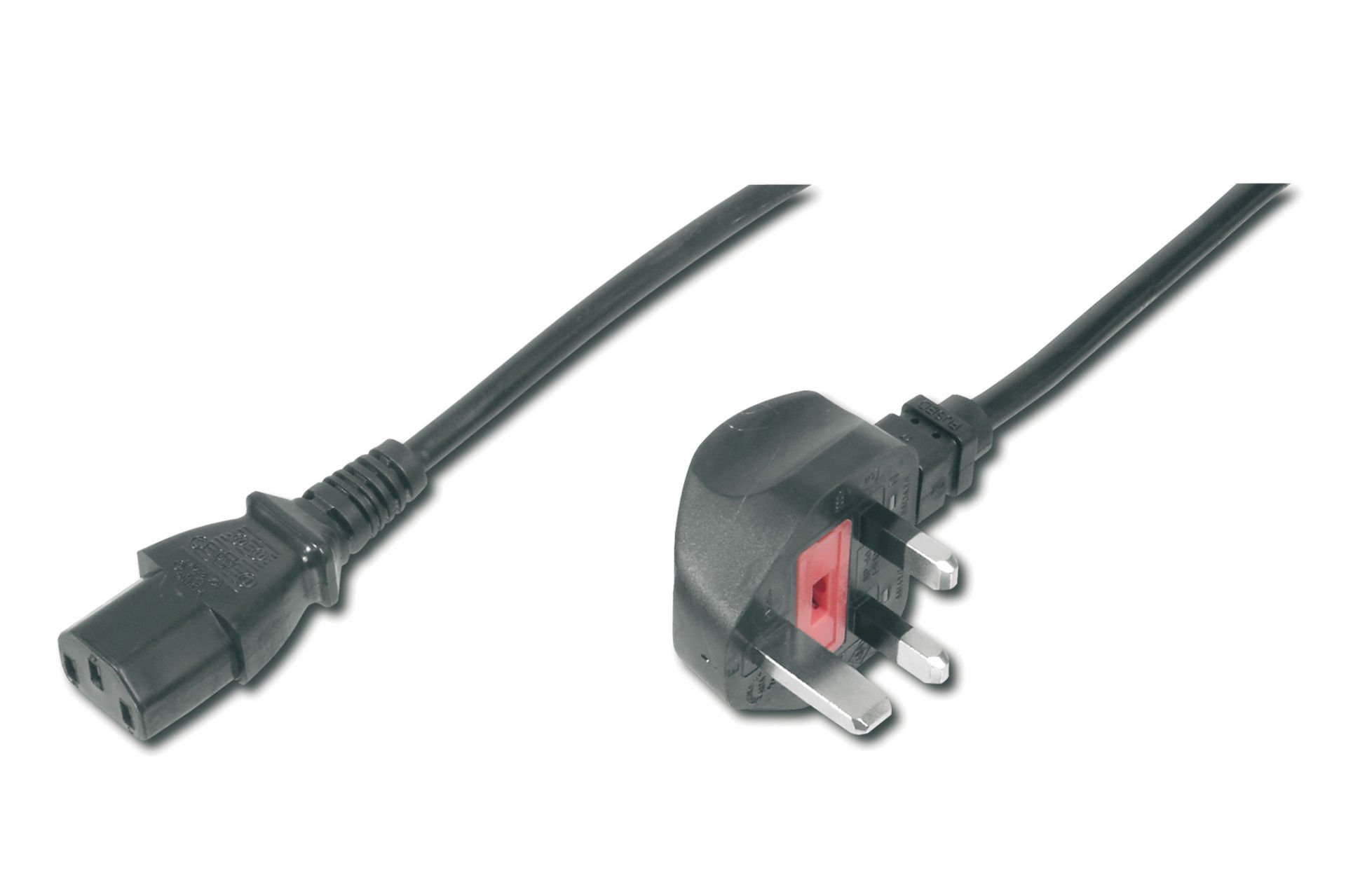 Assmann İngiliz Tip Güç Kablosu,Bs 1363, Fiş Iec C13, Erkek, 1.80 Mt