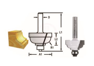 Makita Freze Ucu Rulmanlı Profil Bıçağı (Çift Bıçak) 6x25,4x53,7 mm (D-48795)