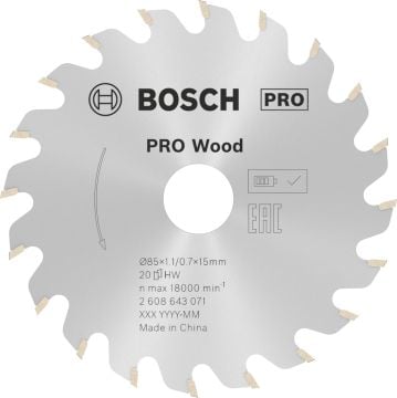 Bosch Ahşap Kesim Daire Testere 85X15 Mm 20 Diş