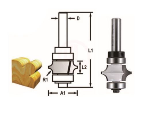 Makita Freze Ucu Çift Rulmanlı Kenar Süsü Bıçağı (Çift Bıçak) 8x25,4x61,2 mm (D-48826)