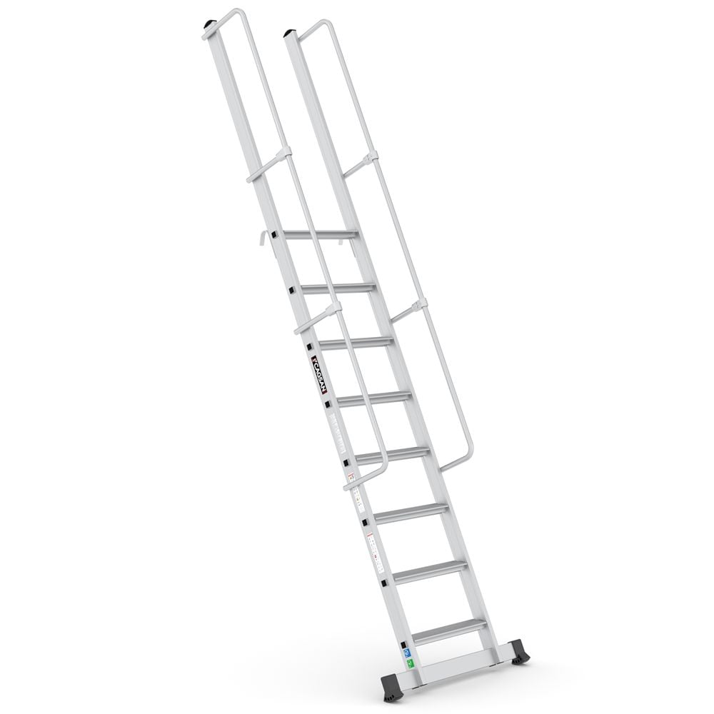 Çağsan MONOGUARD Tek Parça Korkuluklu Geniş Basamaklı Alüminyum 8 Basamaklı - T2000MG