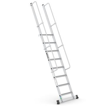 Çağsan MONOGUARD Tek Parça Korkuluklu Geniş Basamaklı Alüminyum 8 Basamaklı - T2000MG
