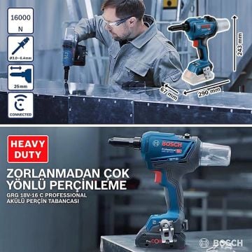 Bosch Akülü Perçin Makinesi GRG 18V-16 C (Aküsüz) - 06019K5000