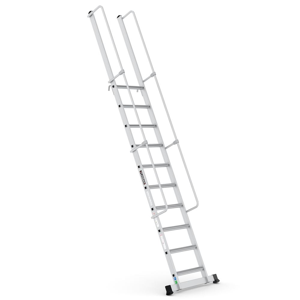 Çağsan MONOGUARD Tek Parça Korkuluklu Geniş Basamaklı Alüminyum 10 Basamaklı - T2500MG