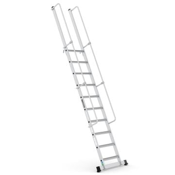 Çağsan MONOGUARD Tek Parça Korkuluklu Geniş Basamaklı Alüminyum 10 Basamaklı - T2500MG