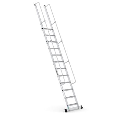 Çağsan MONOGUARD Tek Parça Korkuluklu Geniş Basamaklı Alüminyum 12 Basamaklı - T3000MG