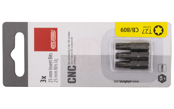 Ceta Form 3 Parça 1/4 İnç Torx Bits Uç T20 X 25 Mm / Kartlı