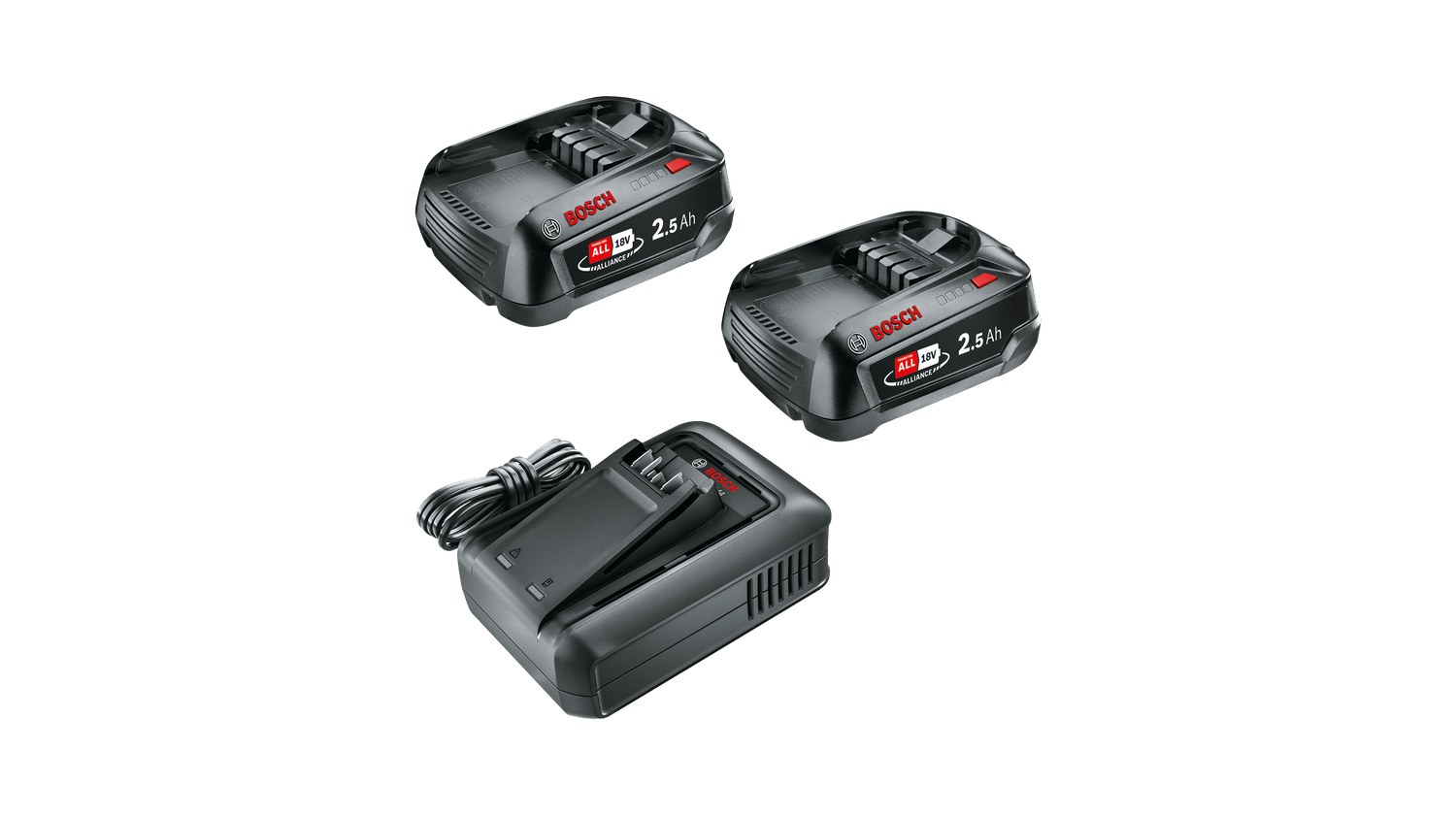 Bosch Akü Şarj Cihazı 18 Volt Başlangıç Seti (2x2,5 Ah+Al 18V-44) - 1600A031T5