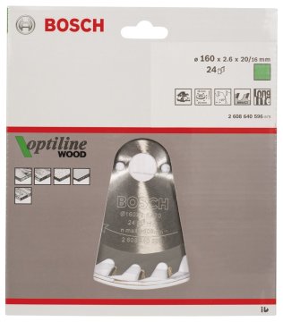 Bosch Daire Testere Bıçağı Optiline Wood 160x20/16 mm 24 Diş - 2608640596