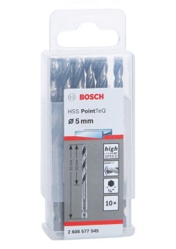 Bosch Metal Matkap Ucu HSS PointTeQ 1/4 İnç Altıgen Şaft 5,0 mm (10 Adet) - 2608577545