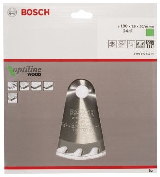 Bosch Daire Testere Bıçağı Optiline Wood 190x20/16 mm 24 Diş - 2608640612