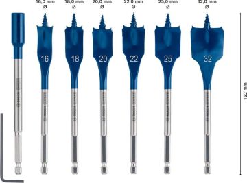 Bosch Ahşap Matkap Uç Expert SCS Yaprak HEX Set (7 Parça) - 2608900334