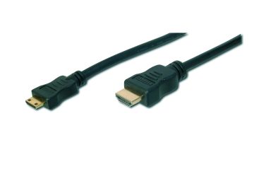Assmann Hdmı Highspeed Bağlantı Kablosu (Hdmı 1.3), 1080P, Hdmı Tip C (Mini) Erkek - Hdmı Tip A Erkek, 2 Mt, Cu, Awg30, 2 X Zırhlı, Ul, Altın Kaplama, Siyah Renk