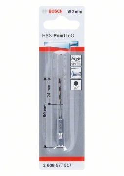 Bosch Metal Matkap Ucu HSS PointTeQ 1/4 İnç Altıgen Şaft 2,0 mm - 2608577517