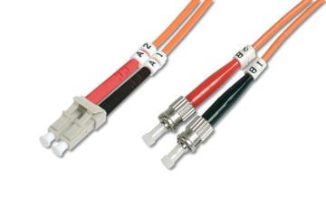 Assmann Digitus Lc-St Fiber Optik Patch Kablo, 2 Mt, Multimode, Duplex, 50/125