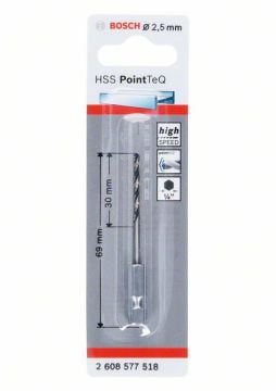 Bosch Metal Matkap Ucu HSS PointTeQ 1/4 İnç Altıgen Şaft 2,5 mm - 2608577518