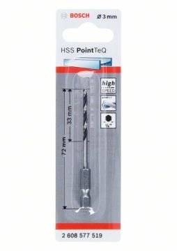 Bosch Metal Matkap Ucu HSS PointTeQ 1/4 İnç Altıgen Şaft 3,0 mm - 2608577519