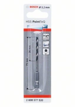 Bosch Metal Matkap Ucu HSS PointTeQ 1/4 İnç Altıgen Şaft 3,2 mm - 2608577520