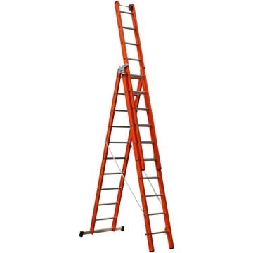 Çağsan Üç Parçalı Çok Amaçlı Çok Amaçlı Fiberglas Merdiven (V3) 3x10 Basamaklı - FS190-V3