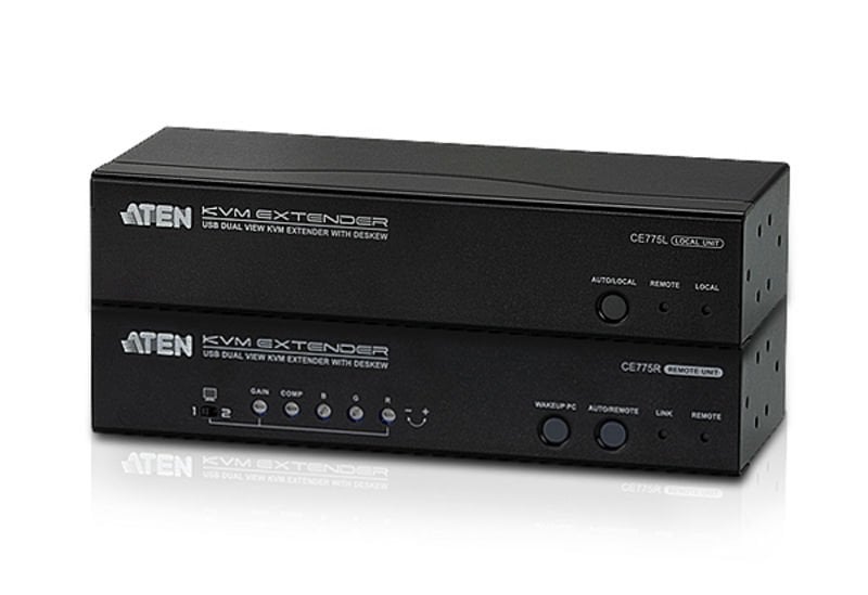 Aten Dual View Vga Kvm (Keyboard/Video Monitor/Mouse) Mesafe Uzatma Cihazı, Ses (Hoparlör Ve Mikrofon) Bağlantı Desteği, 300 Mt, Usb Konsol, Deskew Özelliği, Esd Ve Gerilimdeki Ani Yükselmelere Karşı Korumalı Usb Vga Dual View Cat 5 Kvm Extender With