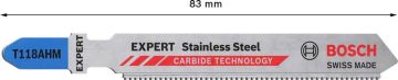 Bosch Dekupaj Testere Bıçağı Expert StainlessSteel T118 AHM (2 Adet) - 2608901379