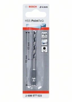 Bosch Metal Matkap Ucu HSS PointTeQ 1/4 İnç Altıgen Şaft 4,0 mm - 2608577523