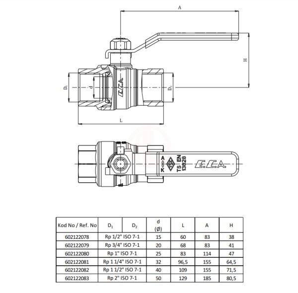 Eca İÇME SUYU KÜRESEL VANA 2 - 602122184