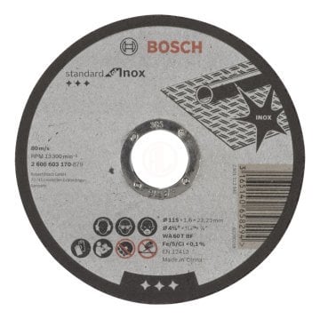 Bosch Kesme Diski Standard For Inox Düz 115x22,23x1,6 mm (WA 60 T BF) - 2608603170