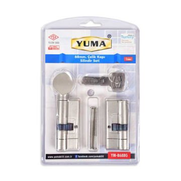 Yuma Kilit Mandallı Topuzlu Standart Pirinç Barel 68 mm Barel Seti Saten Tuzaklı - YM-B68BGS