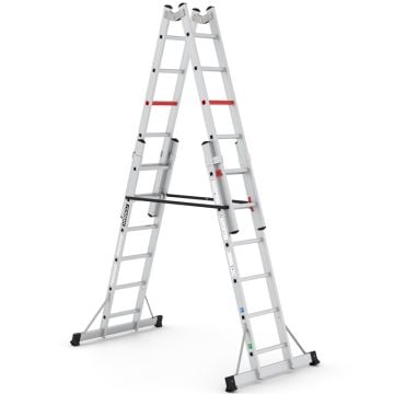 Çağsan A Tipi Çift Taraflı Sürgülü Alüminyum Merdiven 2x6 Basamaklı - TA002