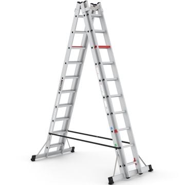 Çağsan A Tipi Çift Taraflı Sürgülü Alüminyum Merdiven 2x10 Basamaklı - TA003