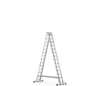 Çağsan A Tipi Çift Taraflı Sürgülü Alüminyum Merdiven 2x14 Basamaklı - TA004
