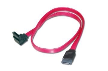 Assmann Sata Kablosu, Sata Iı/Iıı, L-Tipi Dişi - L-Tipi Dişi, Awg26, 0.5 Mt, 90 Derece Açılı Düz, Zırhsız, Ul, Kırmızı Renk