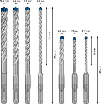 Bosch Kırıcı Delici Uç SDS-Plus-7X Expert Set (7 Parça) (5/6/6/8/810/12 mm) - 2608900195