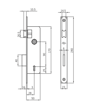 İto Kilit Dar Tip Oda Kilidi 152E/K 28 Mm