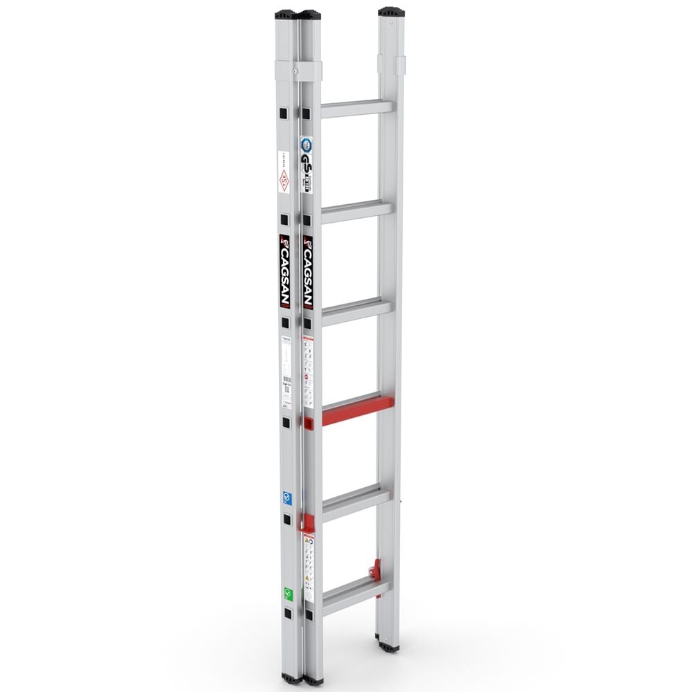 Çağsan İki Parçalı Sürgülü Alüminyum Merdiven 2x6 Basamaklı - TS6040