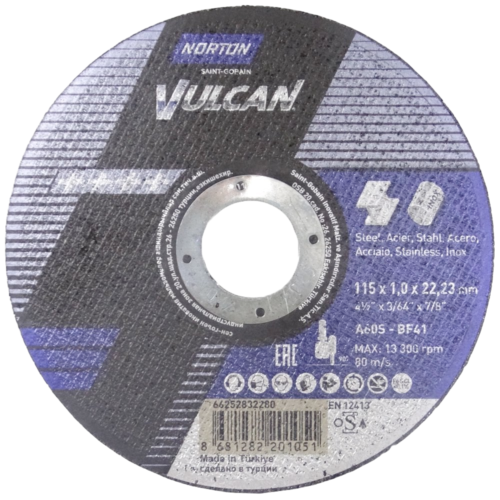 Norton Clipper İnce Paslanmaz Kesme A60S-115x1.0x22.23-T41 NOR-Vulcan TR - 66252832280
