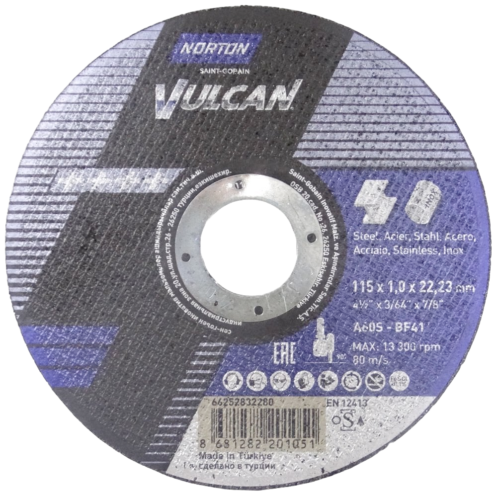 Norton Clipper İnce Paslanmaz Kesme A60S-115x1.0x22.23-T41 NOR-Vulcan TR - 66252832280