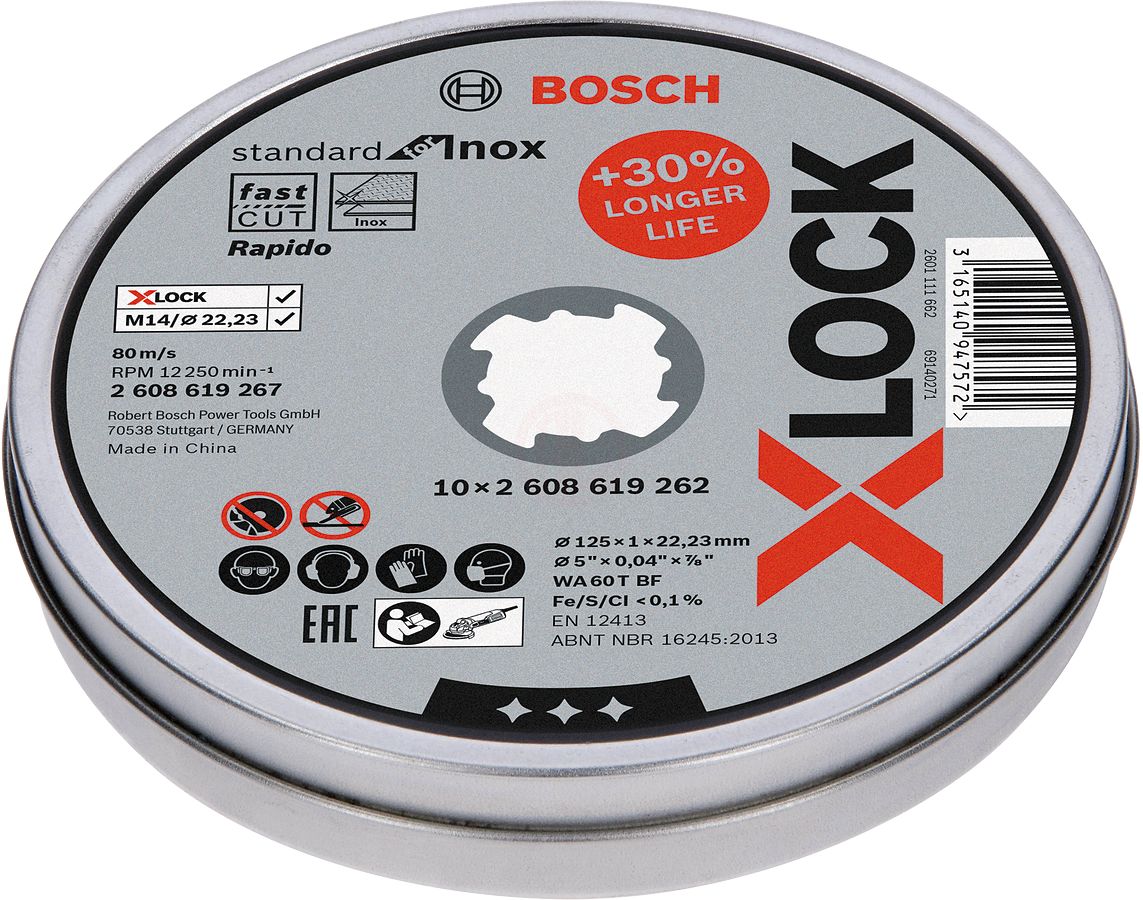 Bosch X-Lock Inox Kesme Diski Standard For Inox Düz 125x22,23x1,0