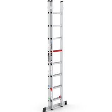 Çağsan İki Parçalı Sürgülü Alüminyum Merdiven 2x8 Basamaklı - TS6050