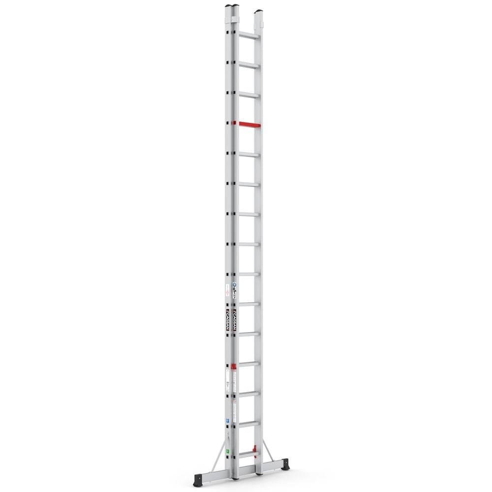 Çağsan İki Parçalı Sürgülü Alüminyum Merdiven 2x15 Basamaklı - TS9