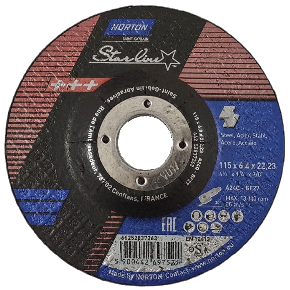 Norton Clipper Bombeli Döküm Taşlama A24Q-115x6.4x22.23-T27 NOR-Starline - 66252837263
